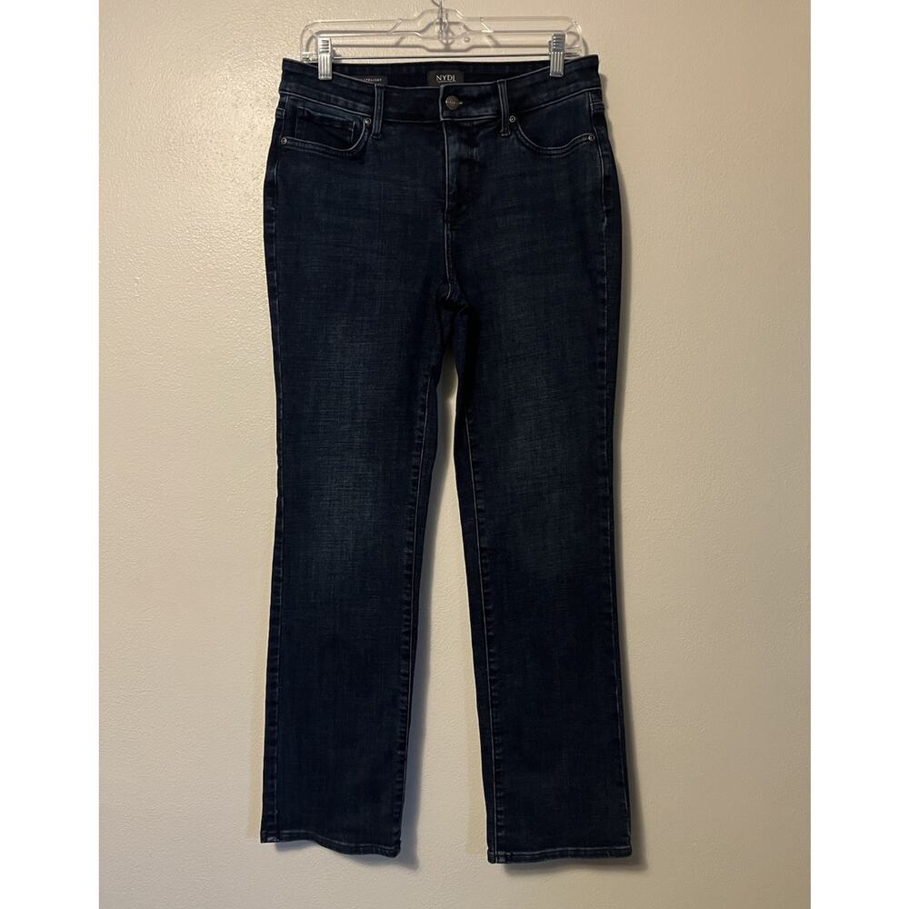 NYDJ Marilyn Straight Jeans Women’s 8 Dark Blue Lift Tuck Stretch Denim